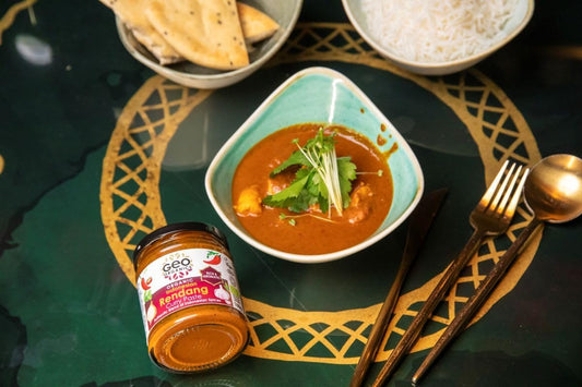 Geo Organics Rendang Curry Paste 180G (Pack Of 1) Serves 4 | Organic Indonesian Curry Paste | Vegan-Friendly Organic Curry Paste | Authentic Recipe Vegan Curry | Indonesian Food