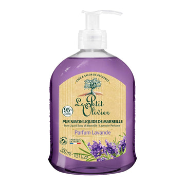Pure Marseille Liquid Soap - Lavender Perfume - Gently Cleanses Skin - Delicately Perfumed - Vegetable Origin Based - 10.1 Oz