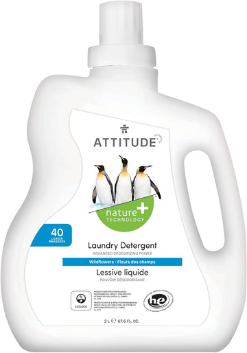ATTITUDE Liquid Laundry Detergent, EWG Verified Laundry Soap, HE Compatible, Vegan and Plant Based Products, Cruelty-Free, Wildflowers, 40 Loads, 67.6 Fl Oz