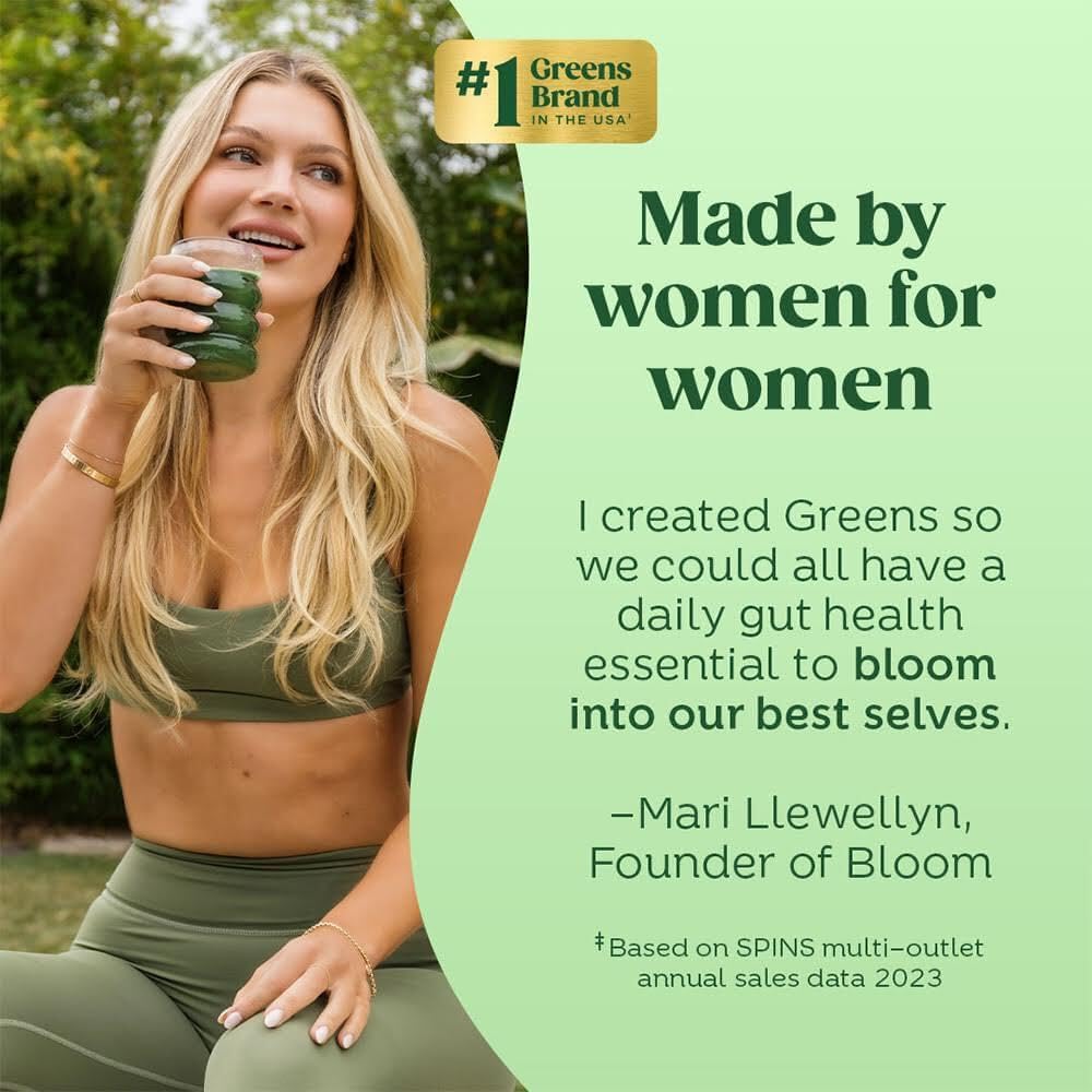 Bloom Nutrition Superfood Greens Powder, Digestive Enzymes With Probiotics And Prebiotics, Gut Health, Bloating Relief For Women, Chlorella, Juice Mix With Beet Root Powder, 25 Svg, Strawberry Kiwi : Health & Household