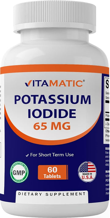 Vitamatic Potassium Iodide 65 mg per Serving - 60 Tablets - Thyroid Support - KI Pills (60 Count (Pack of 1))
