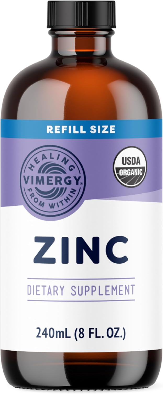 Vimergy Liquid Zinc Refill – Fast-Absorbing Immune Support* – Promotes Healthy Bones & Skin – Usda Certified Organic, Vegan, Non-Gmo – 240 Servings (240 Ml)