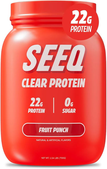 Seeq Clear Whey Isolate Protein Powder, Fruit Punch, 25 Servings, 22G Protein Per Serving, Sugar-Free, Keto-Friendly, Soy-Free Clear Protein Powder, Juice-Like Protein