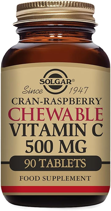 Solgar Vitamin C 500 mg Chewable Tablets, Cran Raspberry Flavor - 90 Count - Antioxidant & Immune Support - Supports Healthy Skin & Joints - Non-GMO, Vegan, Gluten Free, Kosher - 90 Servings : Health & Household