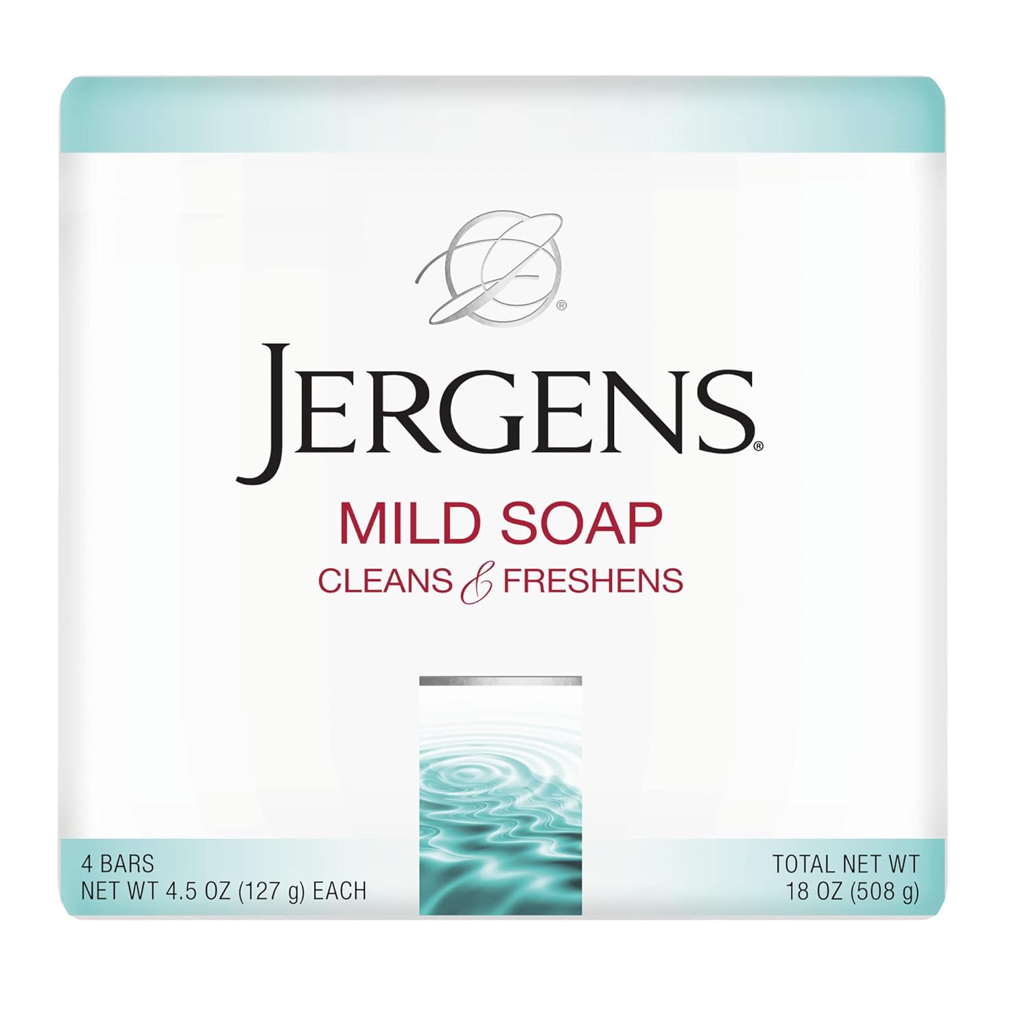 Jergens Mild Soap, Lightly Scented Gentle Cleansing Soap, For All Skin Types, 4.5 Ounce Bar, 4 Count