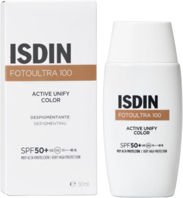 ISDIN Fotoultra 100 Active Unify Color Spf 50+ 50ml | Facial Sun Cream | Lightens and unifies skin tone