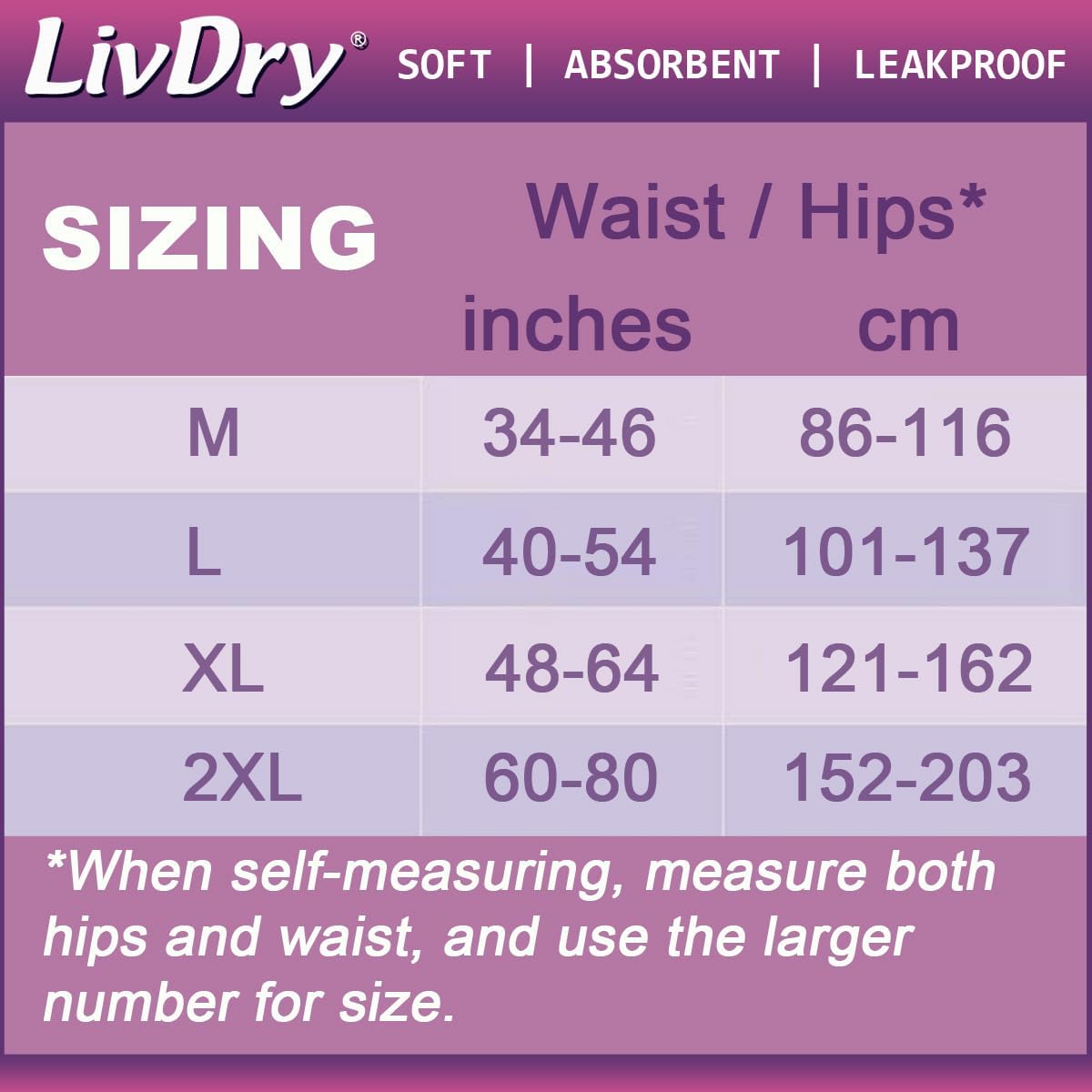 Livdry L Adult Diapers for Women, Ultimate Absorbency Incontinence Underwear, All Day or Overnight Protection, Large (15 Count) : Health & Household