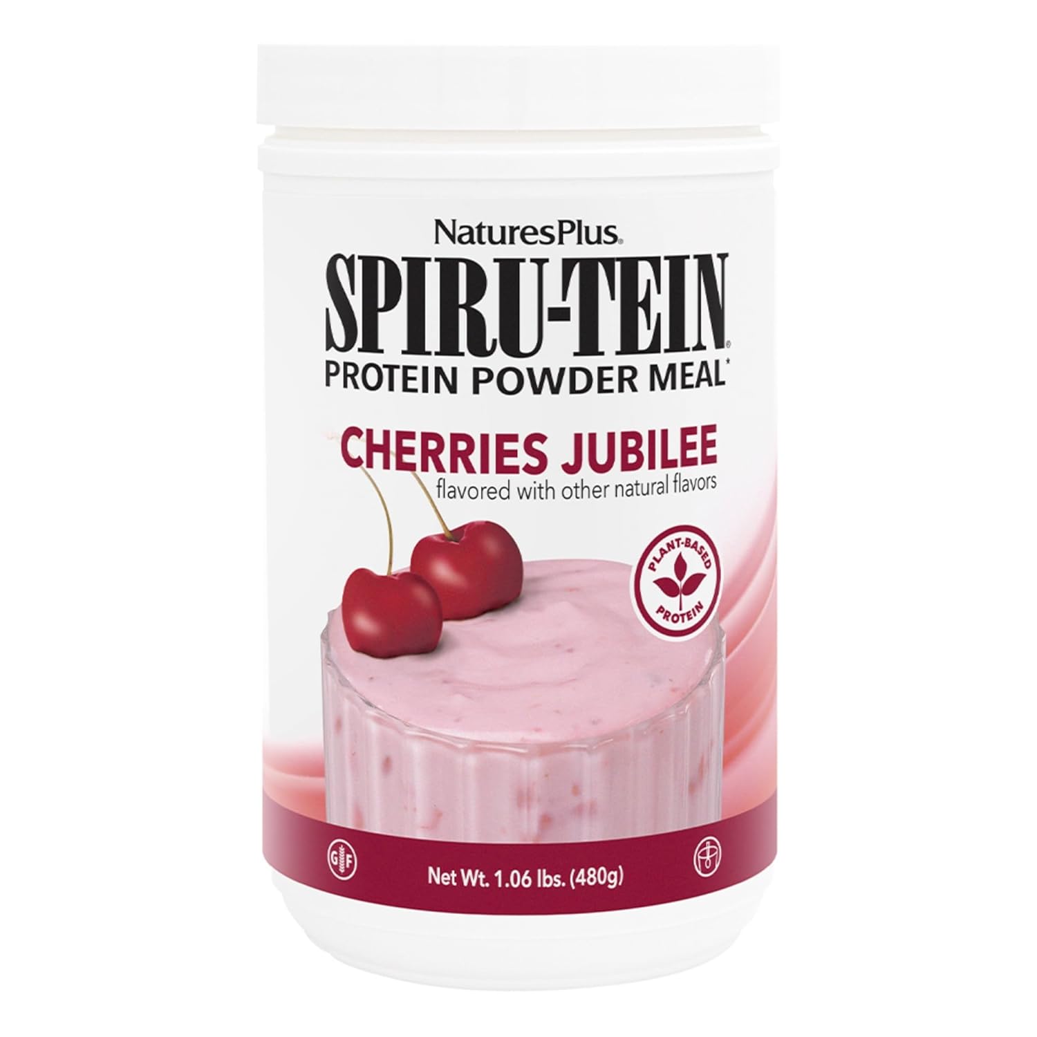 NaturesPlus SPIRU-TEIN, Cherries Jubilee - 1.06 lbs - Plant-Based Prot