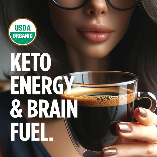 Vitacup Organic Genius Ground Keto Coffee, Increase Energy & Focus W/Mct Oil, Turmeric, B Vitamins, D3, Usda Organic Ground Coffee Medium Dark Roast, Bold & Smooth, 100% Arabica Coffee Grounds, 10 Oz