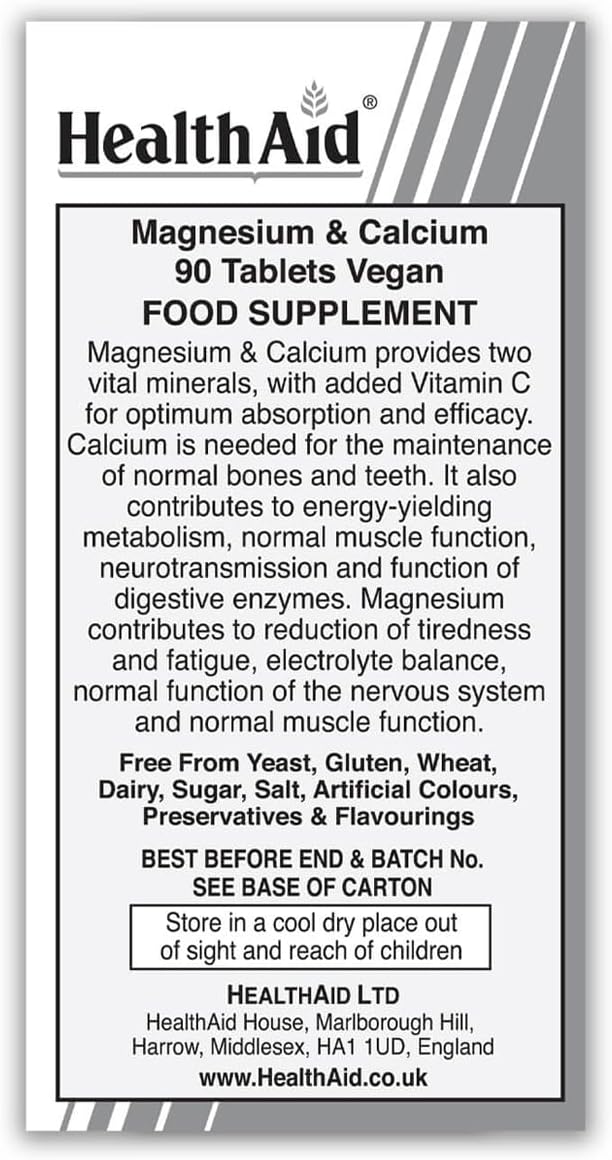 HealthAid Magnesium & Calcium - 90 Tablets : Amazon.co.uk: Health & Personal Care