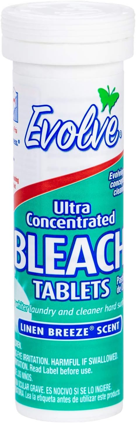 Evolve Concentrated Bleach Tablet 8 ct Travel Size Linen Breeze