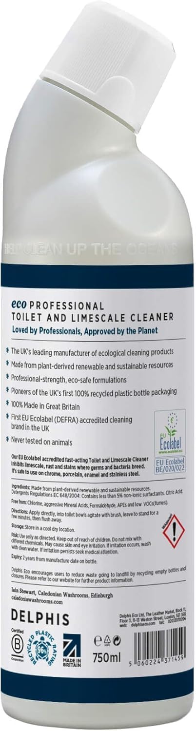 Delphis Eco Toilet & Limescale Cleaner 750Ml | Eco Friendly | Toilet Cleaner Limescale Remover | Safe For Septic Tanks | Kills 99.99% Of Bacteria