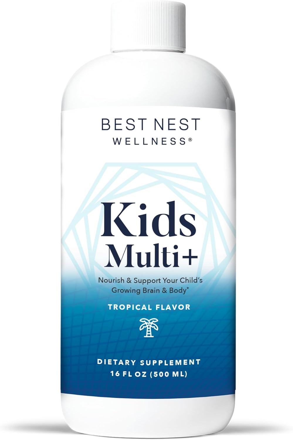 Best Nest Wellness Kids Liquid Multivitamin: Methylated Vitamins, Whole Food, Vegan, B12, Gluten-Free, Non-Gmo Methylfolate Daily Kids Multivitamin Liquid With Brain Support, Tropical Flavor, 16Oz