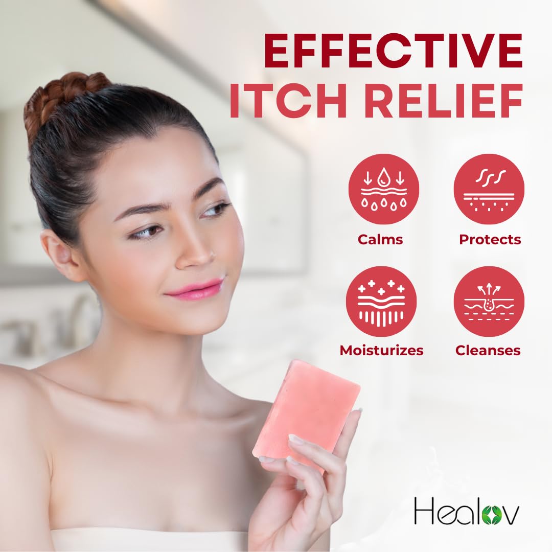 Herblov Calamine Soap Bar – Pure Natural Instant Itch Relief Wash – Calming Calamine Soap For Itchy Skin, Insect Bite, Eczema, Poison Ivy Rash, Chicken Pox – Pure Anti-Itch Defense Face And Body Wash : Health & Household