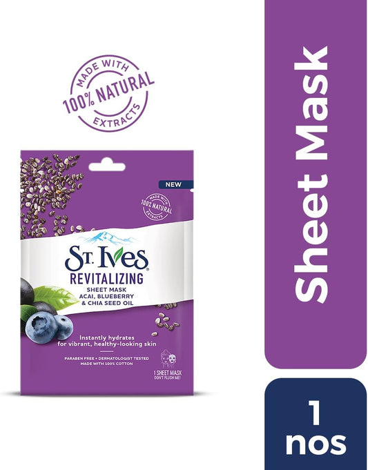 St Ives 23 Ml Sheet Mask Revitalising Acai, Blueberry And Chia Seed Oil (Single)