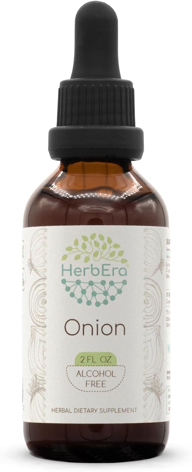 Onion B60 Alcohol-Free Herbal Extract Tincture, Concentrated Liquid Drops Natural Onion (Allium Cepa) Dried Bulb (2 Fl Oz)