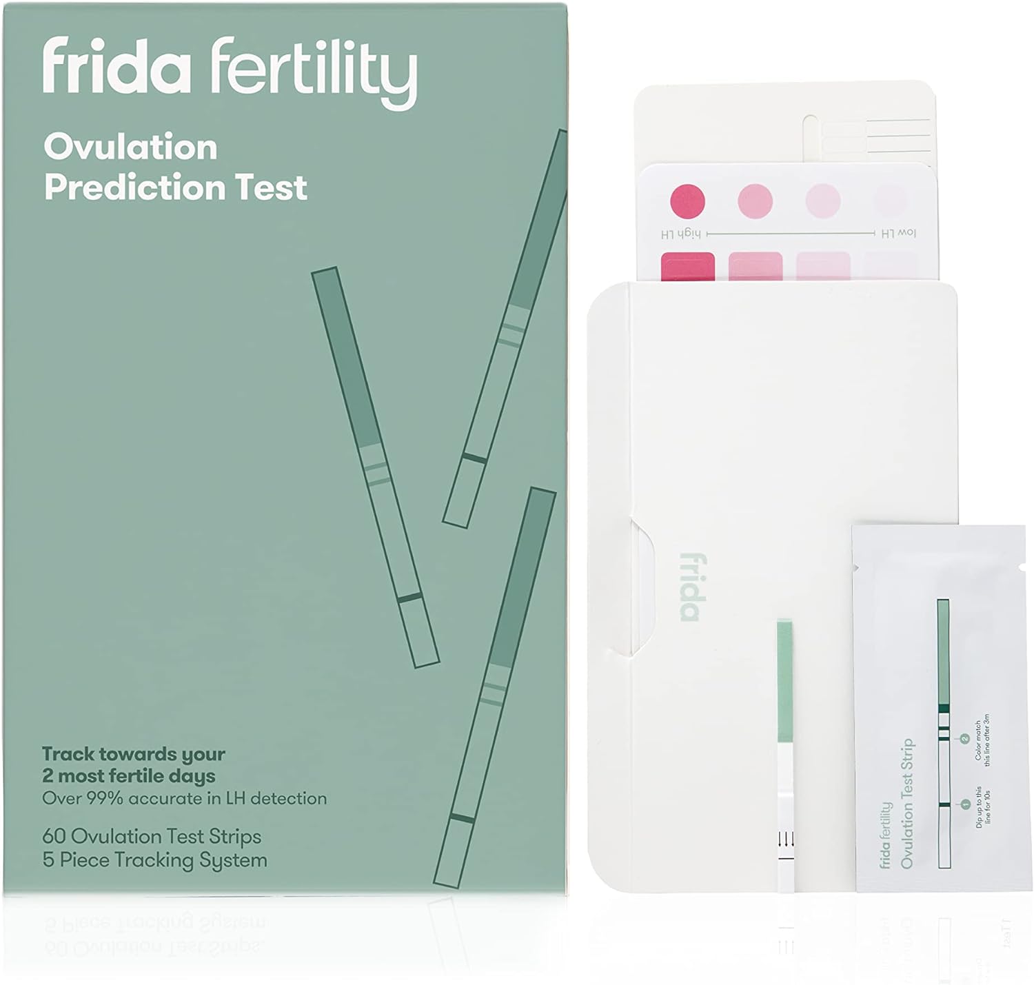 Frida Fertility Ovulation Test Kit, Easy At Home Ovulation Strips with Test Tracker + Prediction Log, Over 99% Accurate, Find Your 48 Hour Baby Making Window, 60 Ovulation Test Strips + Tracker System