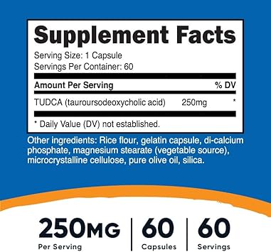 Nutricost Tudca 250Mg, 60 Capsules (Tauroursodeoxycholic Acid) - Premium Quality