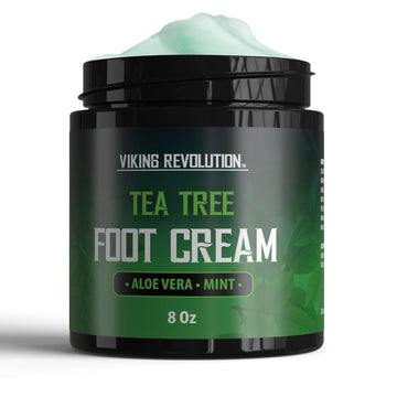 Viking Revolution Tea Tree Foot Cream For Dry Cracked Heels - Foot Cream For Dry Cracked Feet Foot Balm For Dry Cracked Feet - Foot Cream For Dry Feet Foot Repair Cream With Aloe Vera And Mint (8Oz)