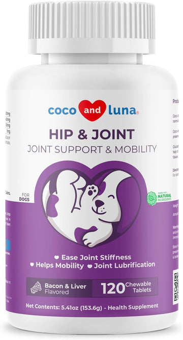 Joint Support Supplement For Dogs - 120 Chewable Tablets - Glucosamine For Dogs - With Chondroitin, Msm & Manganese - Hip & Joint Supplement For Dogs Mobility Support & Dog Joint Pain Relief