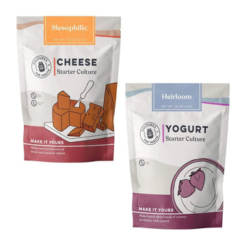 Cultures For Health Mesophilic Starter Bundle | Includes Mesophilic Cheese + Heirloom Yogurt Starter Culture | No Yogurt Maker Required, Cultures At Room Temperature | Yogurt & Cheesemaking Diy Kit