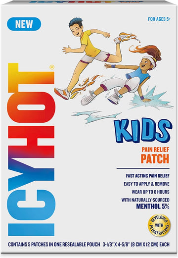 Icy Hot Kids Pain Relief Patches with Naturally-Sourced Menthol 5%, Developed with Pediatricians, 5 Ct