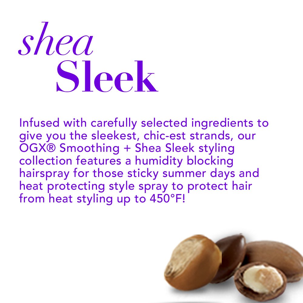 OGX Smoothing + Shea Sleek Humidity Blocking Hairspray, 8 Ounce, Purple : Beauty & Personal Care