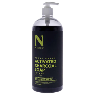 Dr. Natural Charcoal Liquid Soap, Mint, 16 Oz - Plant-Based - Made With Shea Butter - Rich In Essential Oils - Paraben-Free, Sulfate-Free, Cruelty-Free - Multi-Use Liquid Soap