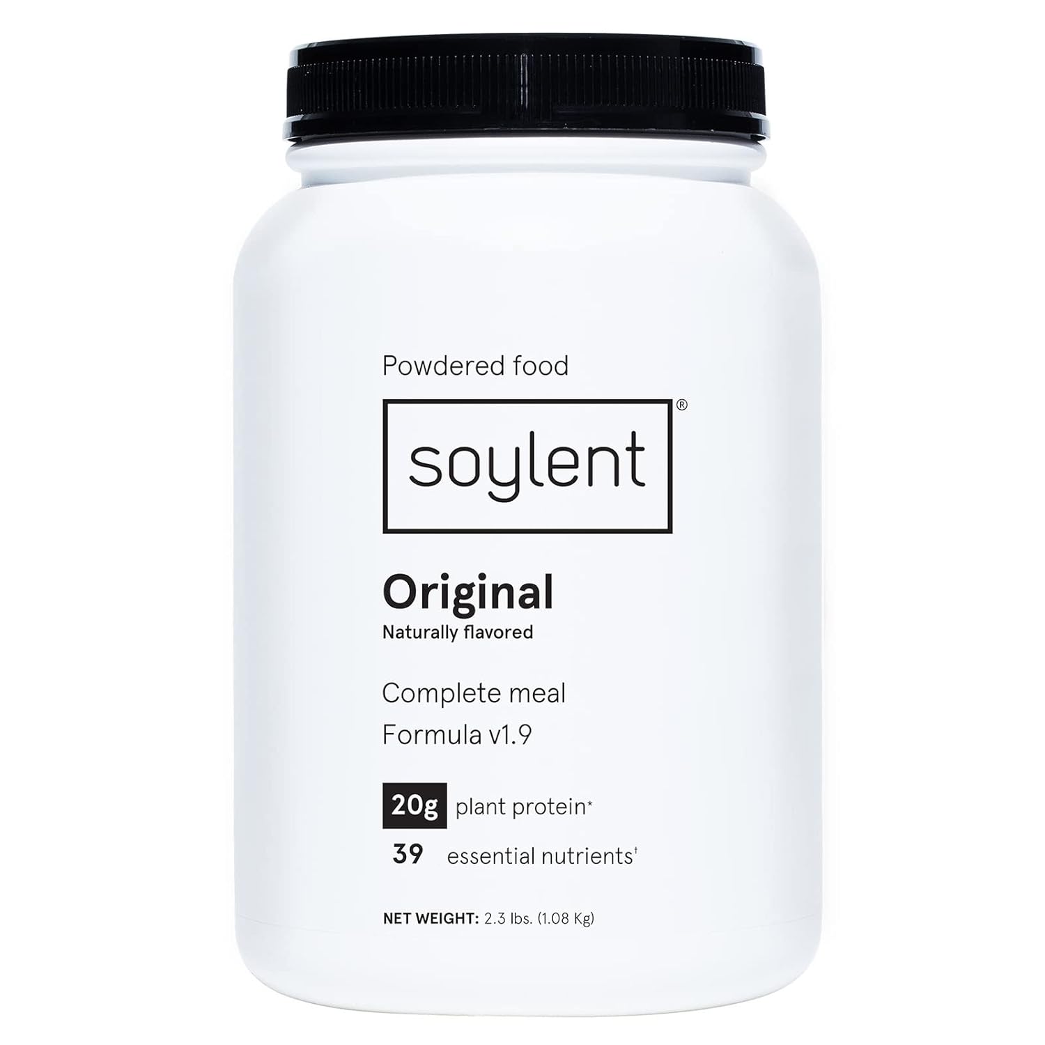 Soylent Complete Nutrition Meal Replacement Protein Powder, Original - Plant Based Vegan Protein, 39 Essential Nutrients - 36.8Oz