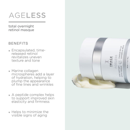 Image Skincare, Ageless Total Overnight Retinol Masque, Facial Mask For Firming With Marine Collagen And Peptides, 1.7 Oz