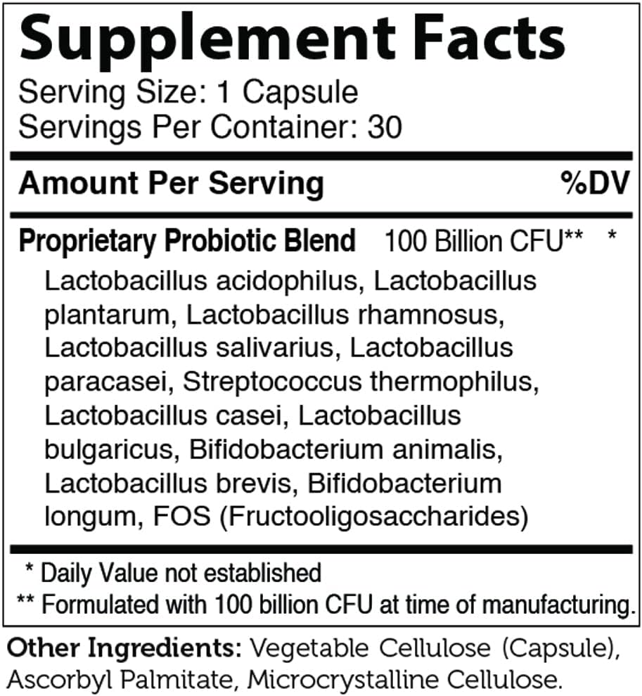 Zahler Biodophilus100, All Natural Advanced Probiotic Acidophilus Supplement, Promotes Digestive Health, 100 Billion Live Cultures and Intestinal Flora Per Serving, Certified Kosher,30 Capsules : Health & Household