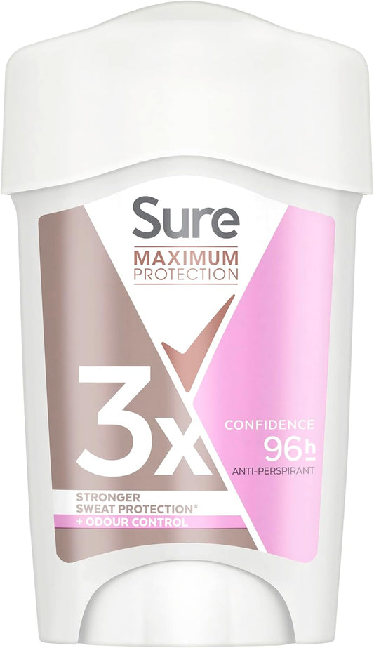 Sure Men Maximum Protection Clean Scent Anti-Perspirant Cream Deodorant Stick With 3X Stronger* Sweat Protection For 96 Hour Sweat And Odour Protection 45 Ml