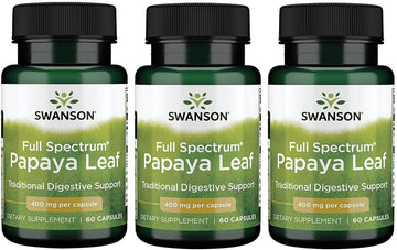 Swanson Full Spectrum Papaya Leaf - Herbal Supplement Promoting Digestive Health '&' Gi Tract Support - Natural Formula Overall Wellness - (60 Capsules, 400Mg Each) 3 Pack