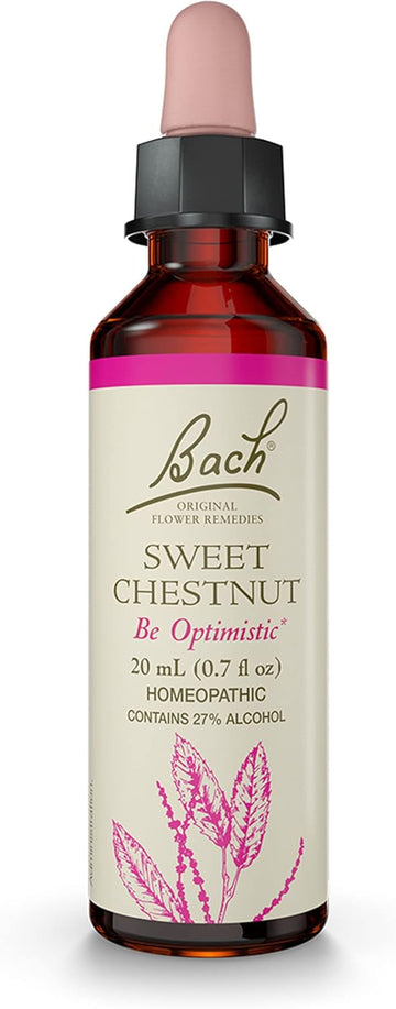 Bach Original Flower Remedies, Sweet Chestnut For Optimism, Natural Homeopathic Flower Essence, Holistic Wellness And Stress Relief, Vegan, 20Ml Dropper