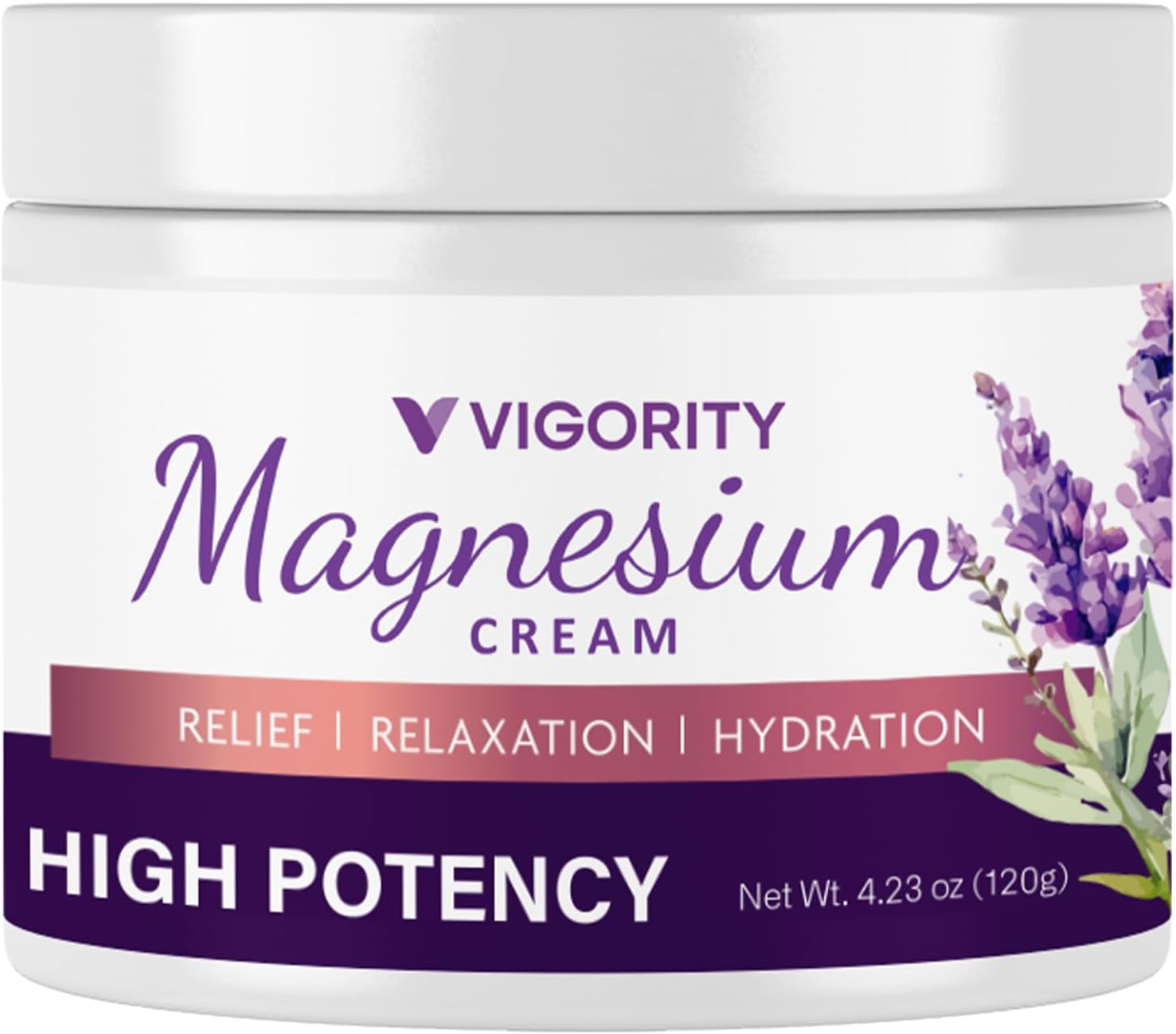 Vigority Magnesium Cream For Sleep: Magnesium Lotion For Leg Cramps - Soothing Magnesium With Lavender, Vitamin E And Shea Butter - Safe For Kids & Pregnant Individuals - 4.23 Oz