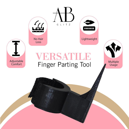 The Braid Aid Adjustable Parting Tool - Stitch Braiding Aid, Lightweight Hair Separating Comb For All Hair Types - Black