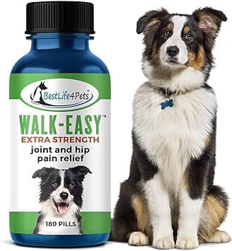 Walk-Easy Extra Strength Dog Joint Supplement – Natural Arthritis Pain Relief and Anti Inflammatory – Great for Large and Small Breeds - Easy to Use, no Taste or Smell (180 Pills) (1 Pack)