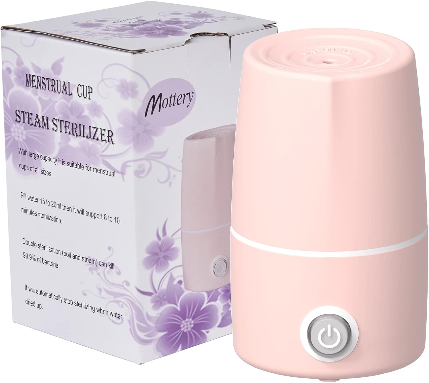 Menstrual Cup Sterilizer Period Cup Steamer Cleaner Machine High Temperature Wash Your Cup 99.9% Dirty 8 Minutes - Feminine Hygiene - Leak-Free (Pink Color)