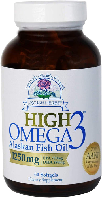 Ayush Herbs High Omega-3, High-Potency Fish Oil Supplement, Immune and