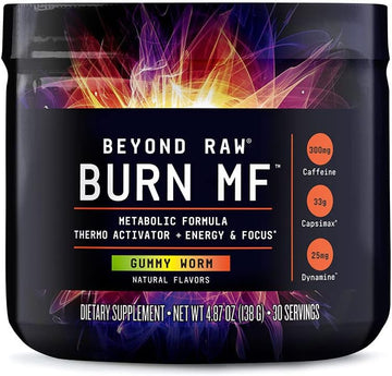 Beyond Raw Burn Mf | Metabolic Formula, Thermo Activator, Supports Energy And Focus | Gummy Worm | 30 Servings