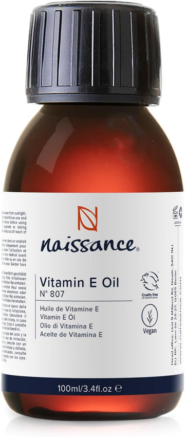 Naissance Vitamin E Oil (No. 807) - 100ml - for Skin, Face, Hair Growth, Scalp, Nails, Cuticles, Scars - Natural & Plant-based