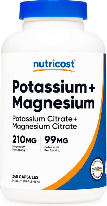 Nutricost Potassium (99 mg) Magnesium (210 mg) Citrates, 240 Capsules - Non-GMO, Gluten Free