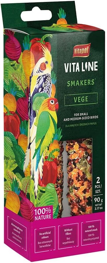 Vitapol Vitaline Twinpack Smaker Small Parrot Treat Stick Vegetable Case of 5 :Pet Supplies