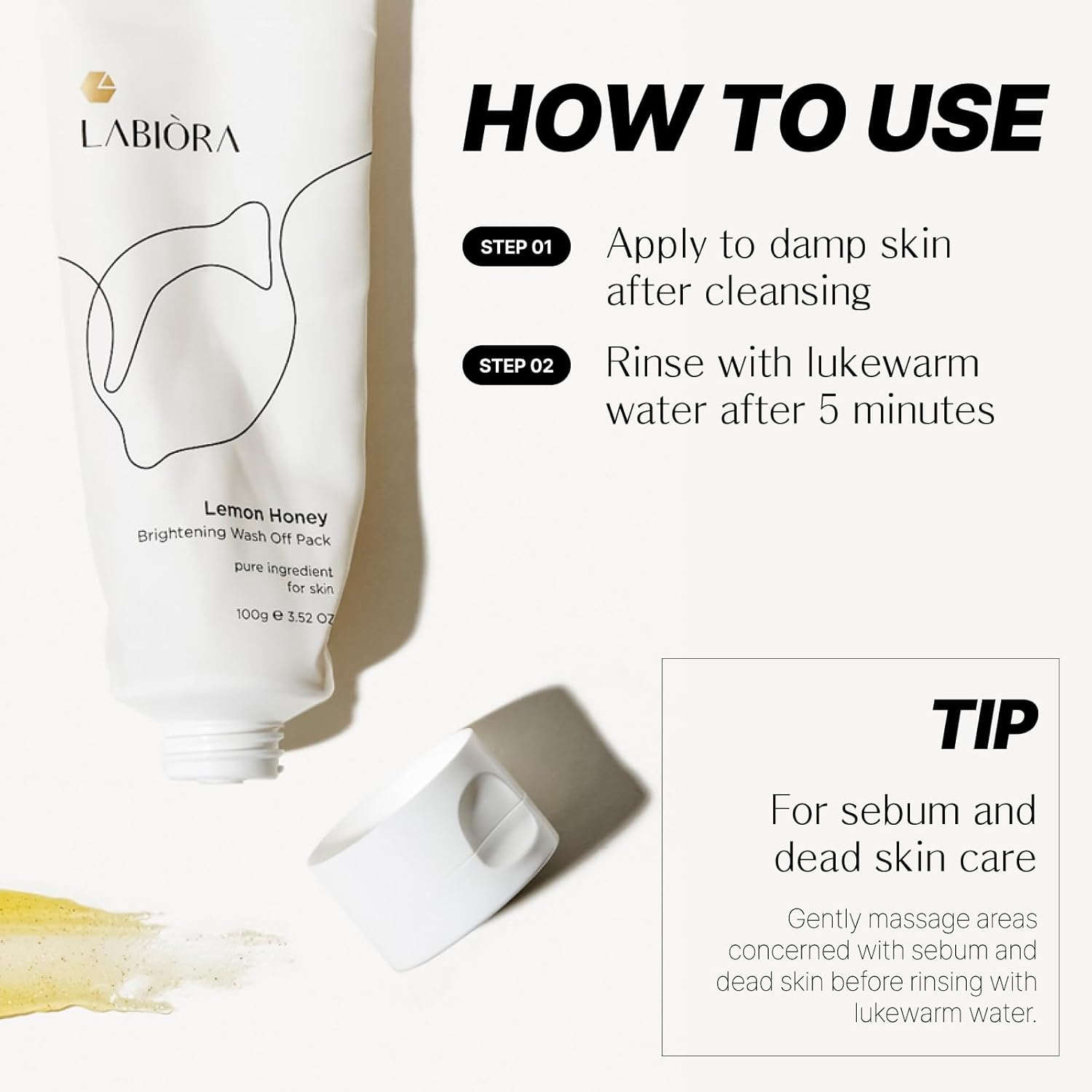 Labiora Lemon Honey Face Mask Scrub Wash Off Pack - All In One Skincare, Pore Cleansing Exfoliator, Korean Skin Care For Men And Women, Exfoliating, Hydrating & Nourishing, 3.52 Fl.Oz/100G : Beauty & Personal Care