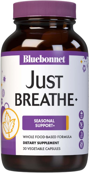Bluebonnet Nutrition Justbreathe, Seasonal Support*, Non-Gmo, Kosher Certified, Gluten-Free, Soy-Free, Dairy-Free, 30 Vegetable Capsules, 15 Servings