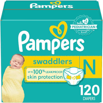 Pampers Swaddlers Diapers Newborn - Size 0, 120 Count, Ultra Soft Disposable Baby Diapers