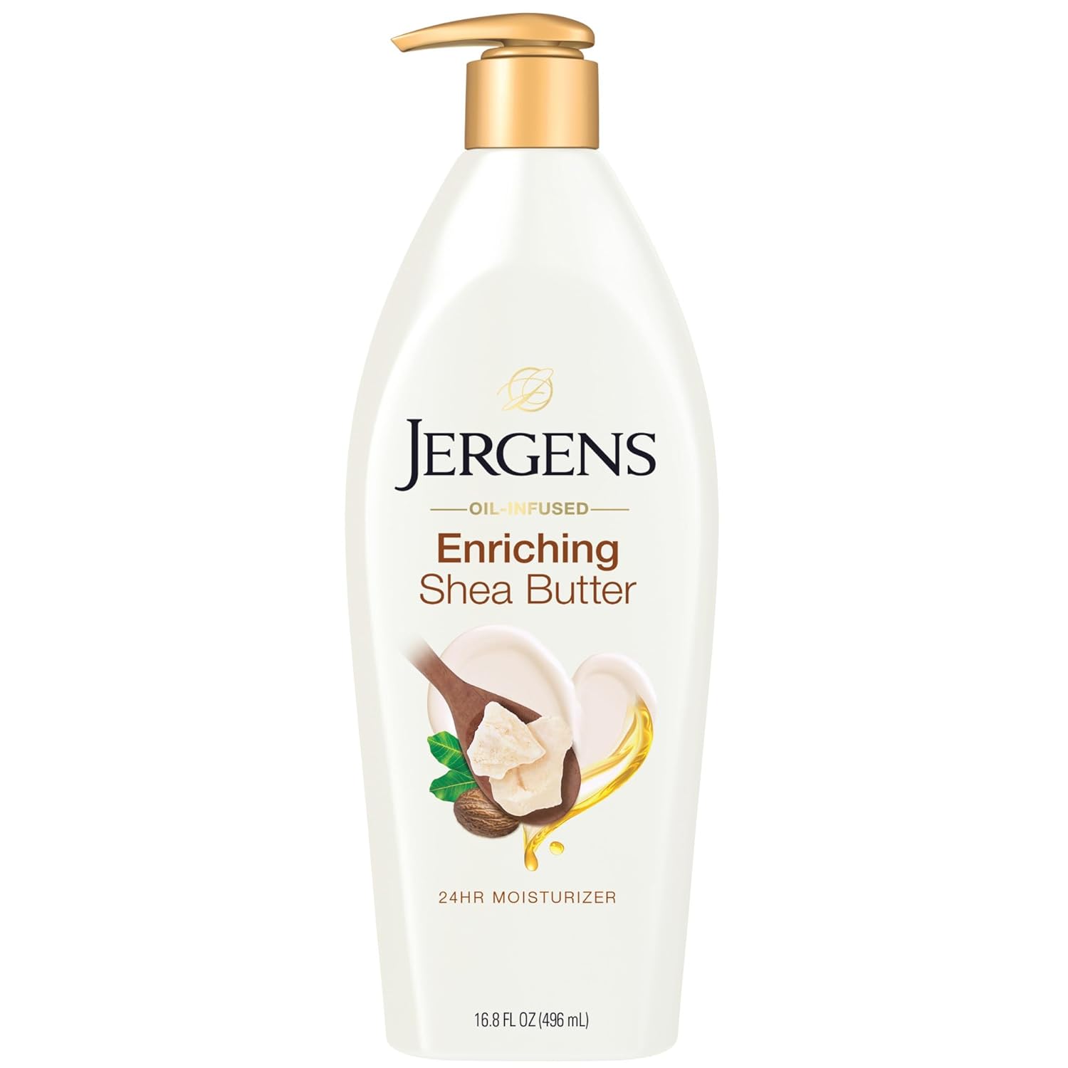 Jergens Shea Butter Body Lotion, Deep Conditioning Moisturizer, Hydration for Dry to Very Dry Skin, with Pure Shea Butter, 3X More Radiant Skin, Dermatologist Tested, 16.8 oz