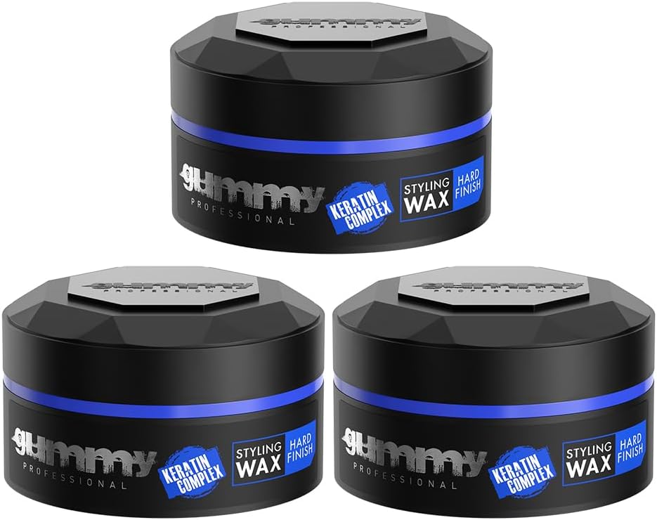 Gummy Professional Styling Wax Hard Finish 3 X 150 Ml - Shiny Hair Wax For Men - Strong Hold, Flexible Style, Visible Shine, Easy Application