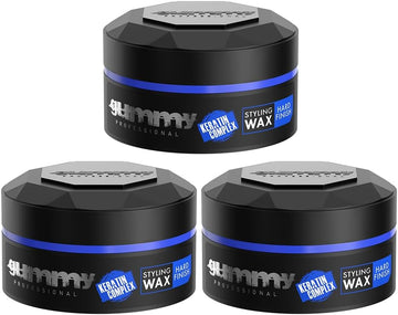 Gummy Professional Styling Wax Hard Finish 3 X 150 Ml - Shiny Hair Wax For Men - Strong Hold, Flexible Style, Visible Shine, Easy Application