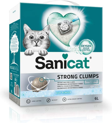 Sanicat - Ultra-clumping cat litter with the scent of baby powder | | Instant compact clumps | Neutralises odours and does not produce dust | 6 L capacity?PSANSTCL006L